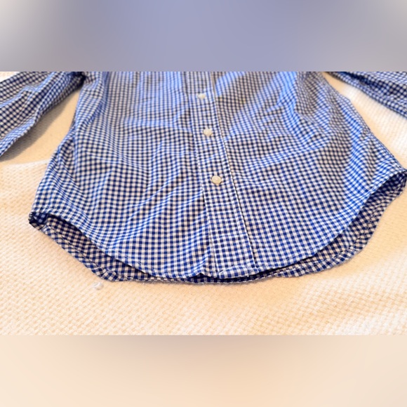 RALPH LAUREN Kids Boys Blue & White Gingham Plaid Button Down Polo Shirt - Picture 5 of 8